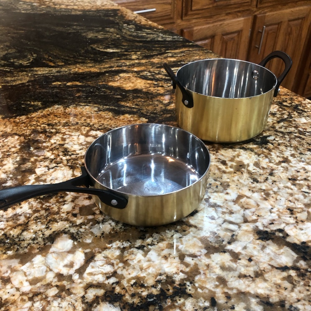 Crofton Small Mini Gold Dutch Oven 20oz. and Frying pan 12 oz.